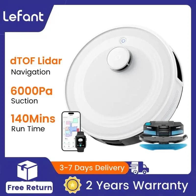 LEFANT M2 Robot Vacuum Cleaner Laser Navigation Dtof 6000PA