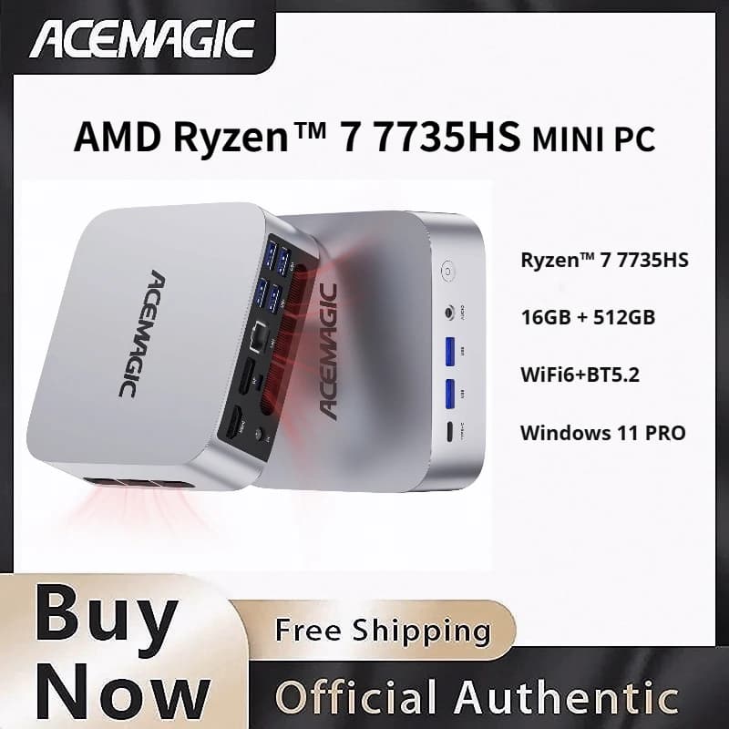 AMD Ryzen 7 Mini PC 16GB LPDDR5 512GB SSD Triple 4K Displays Radeon