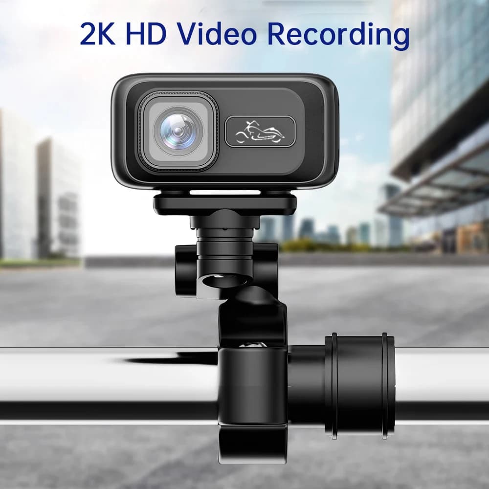 2K Motorcycle Dash Cam CSMT100 with WiFi APP IP65 Waterproof 140° Wide Angle 128GB Loop Recording 12-24V/USB Powered