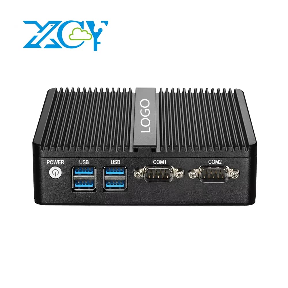 XCY Mini PC Intel Celeron J6412 Quad Cores 2x RS232/485 Dual Ethernet Mini PCIe HDMI VGA Fanless Industrial IPC Windows Linux