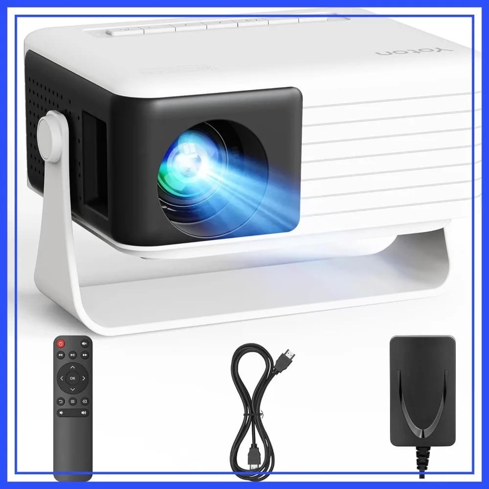 2026 Upgraded Mini Projector, 360° Rotating & Auto Keystone, 50% Zoom for Bedroom, Compatible with Phone/HDMI/USB