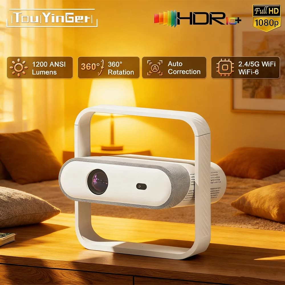 Touyinger Z7 Projector Full HD 1080P 4K Home Theater Auto Focus Wifi Android11.0 TV Video 1200 ANSI Lumens with HDR Smart Beamer