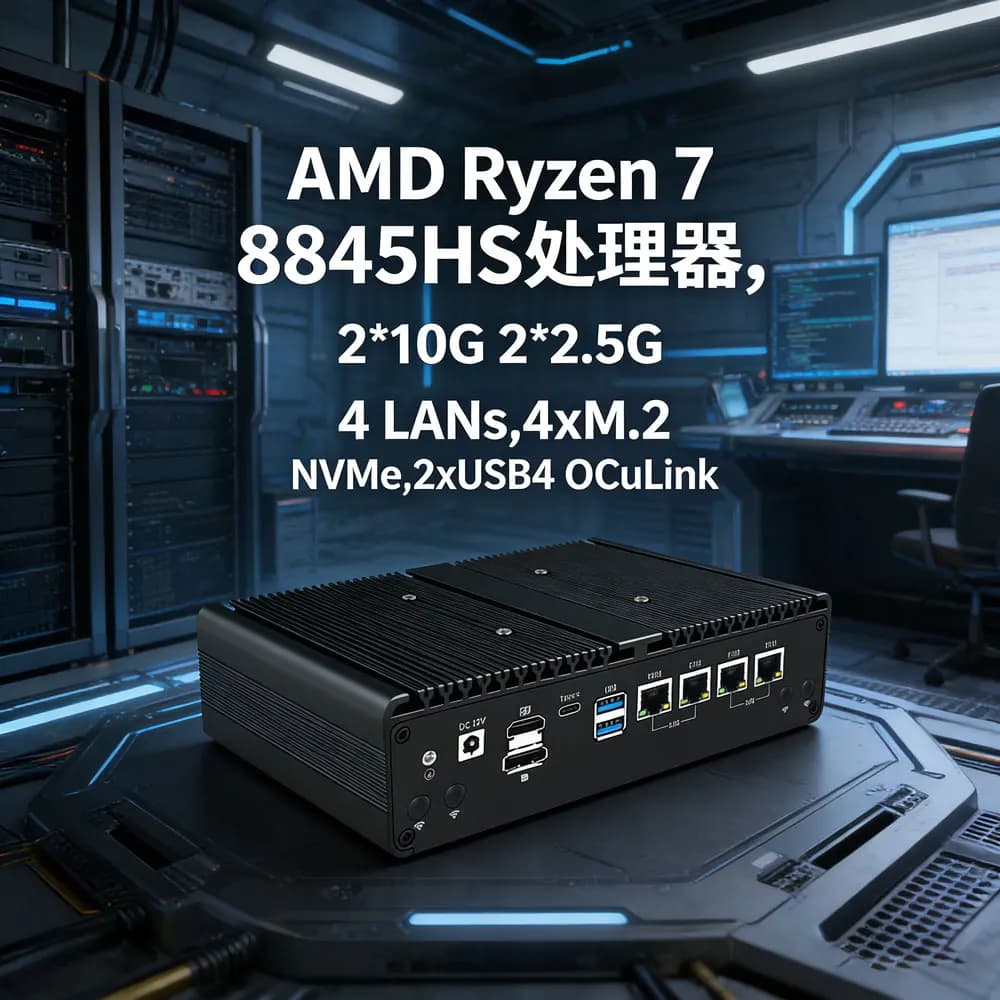 Firewall Appliance 2.5Gbe AMD Ryzen 7 2 10G Intel I225-V Lans Fanless