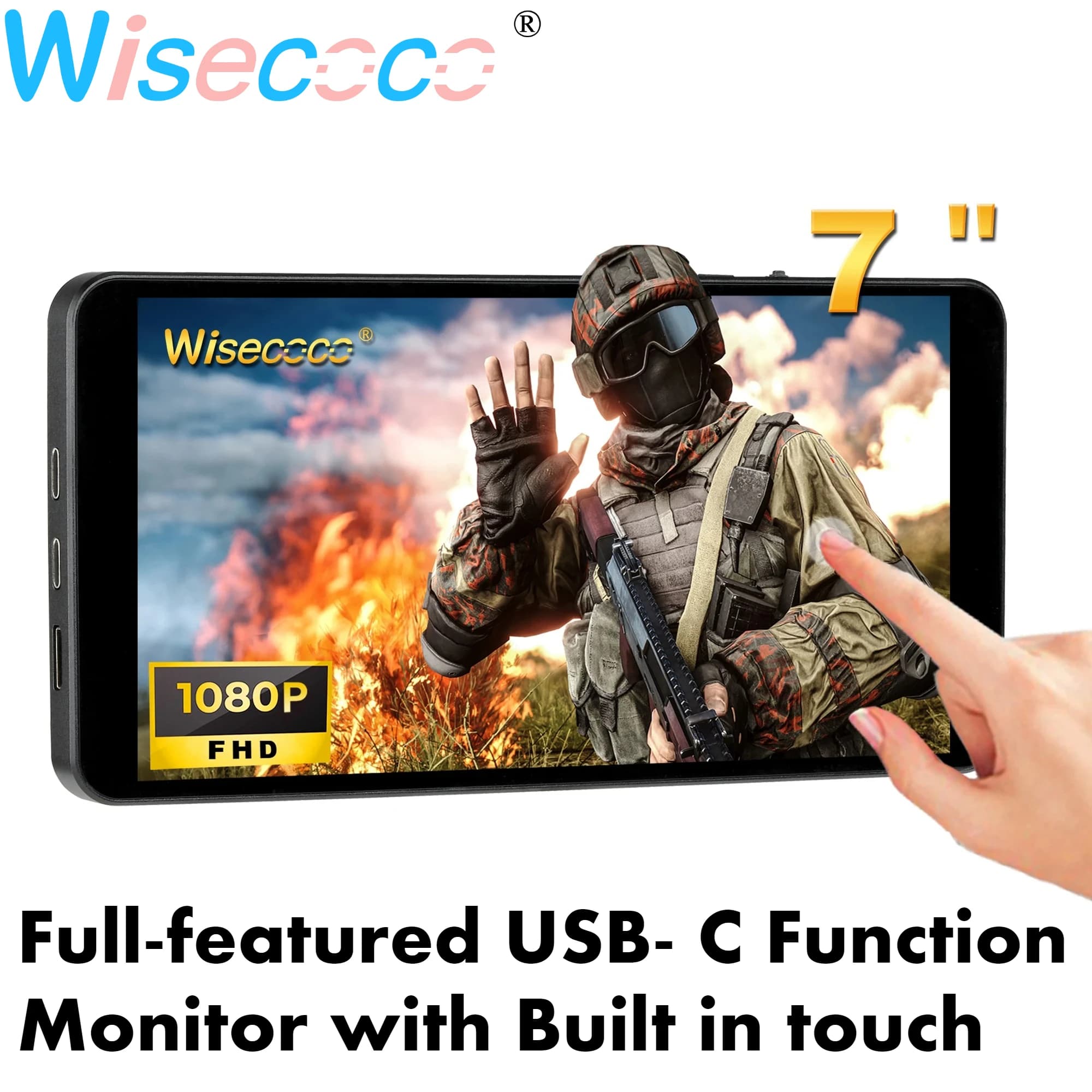 Wisecoco 7" Touch Monitor 1920x1080 FHD For Android Box Raspberry Pi