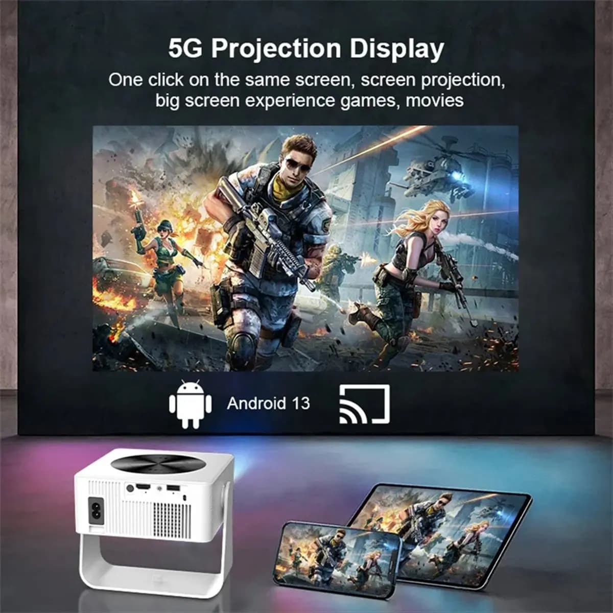 Top Projector 4K T1pro 250 ANSI Android 13 Dual-band WiFi 6 BT5.0 Auto