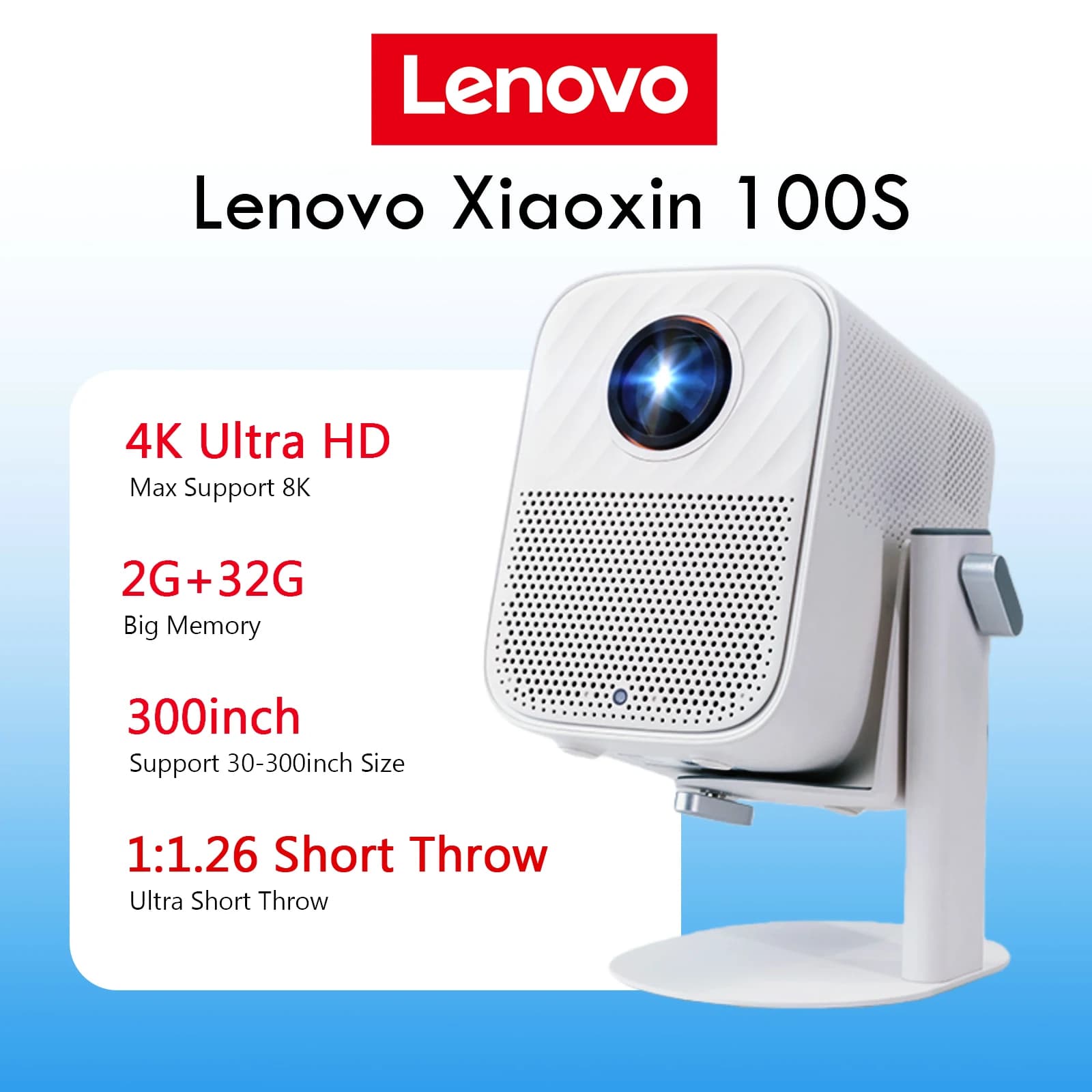 Lenovo Full HD 1080P Portable WIFI Android Home Projector Xiaoxin 100S 2+32G Big Memory 6D Keystone LCD Movie Projector