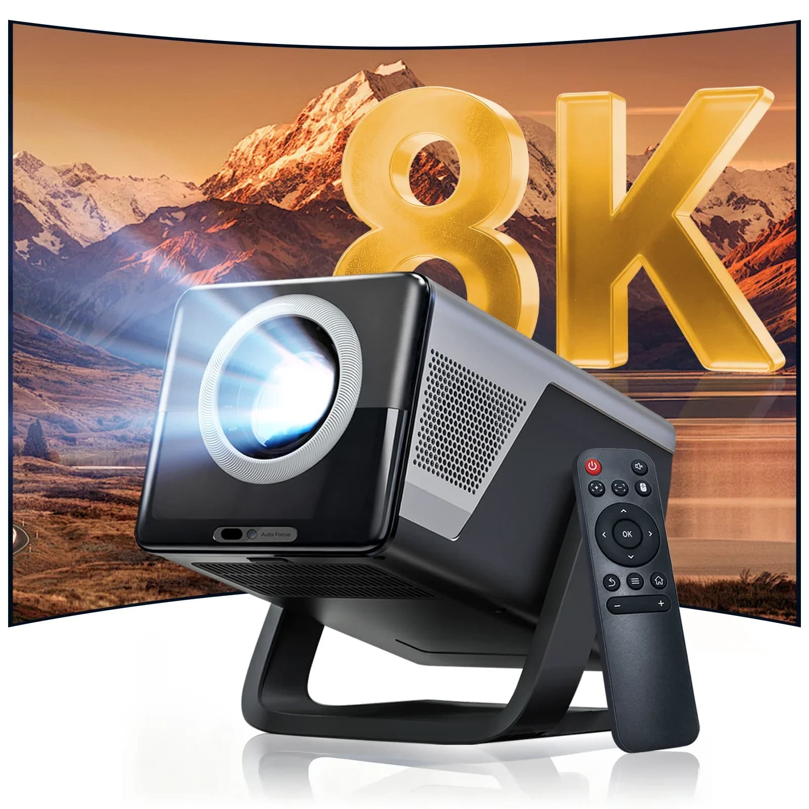 8K Support X7 AI Smart Projector with Android 14 OS, UHD 1080P 1000 ANSI Built-in Apps, Auto Focus&Keystone, Home Outdoor Beamer